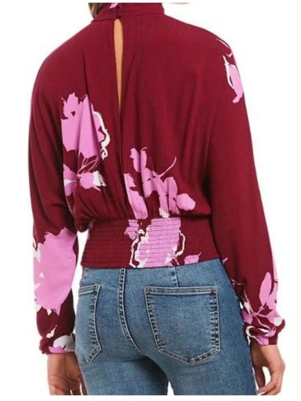 Free People Women’s Say You Love Me Plum Floral Tie-Front Top Small